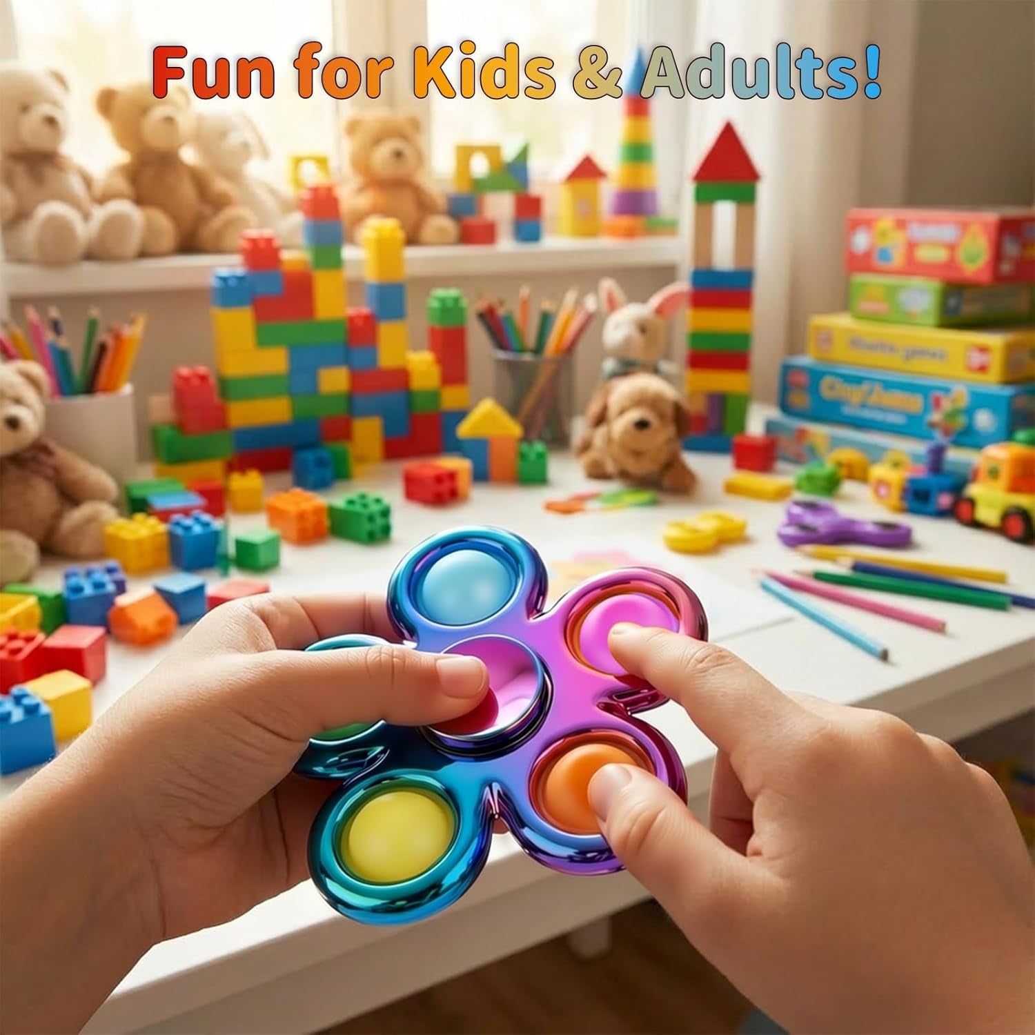 Fidget Toys 3 Pack,Pop Fidget Spinner for Kids & Adults Relieves Stress and Calm Down,Sensory Toys for Kids with Autism ADHD Toy