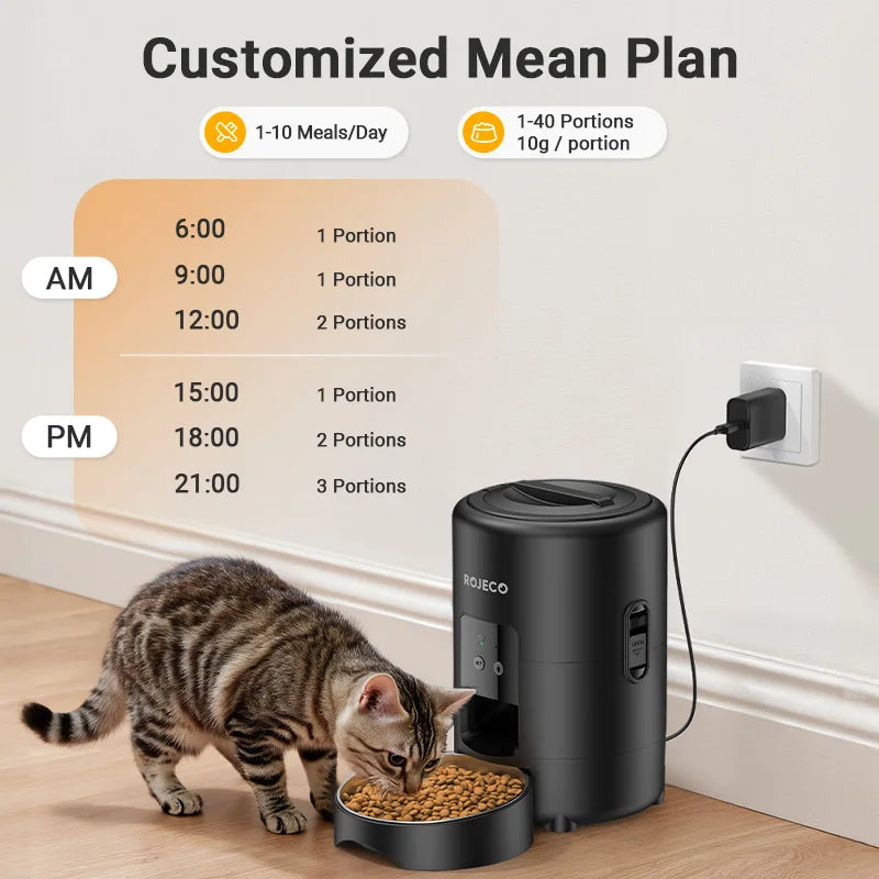 Automatic Cat Feeder 2L Smart Dog Food Kibble Dispenser Wifi App Remote Control Timed Auto Pet Feeder for Puppy Kitten