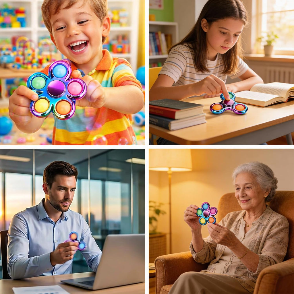 Fidget Toys 3 Pack,Pop Fidget Spinner for Kids & Adults Relieves Stress and Calm Down,Sensory Toys for Kids with Autism ADHD Toy