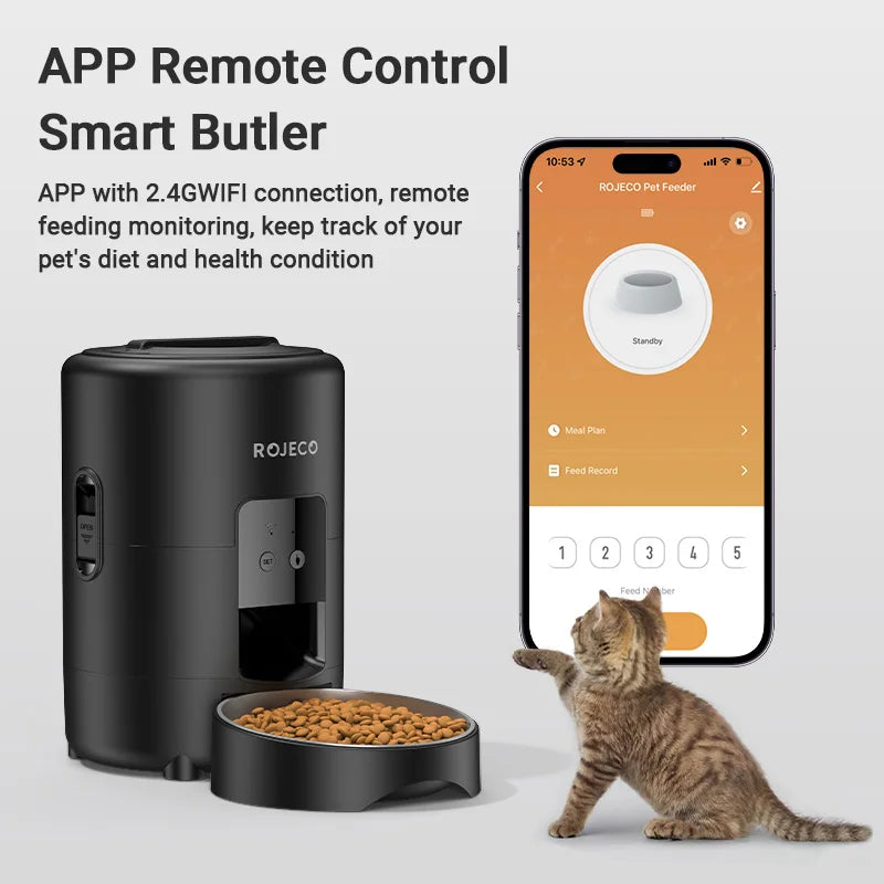 Automatic Cat Feeder 2L Smart Dog Food Kibble Dispenser Wifi App Remote Control Timed Auto Pet Feeder for Puppy Kitten
