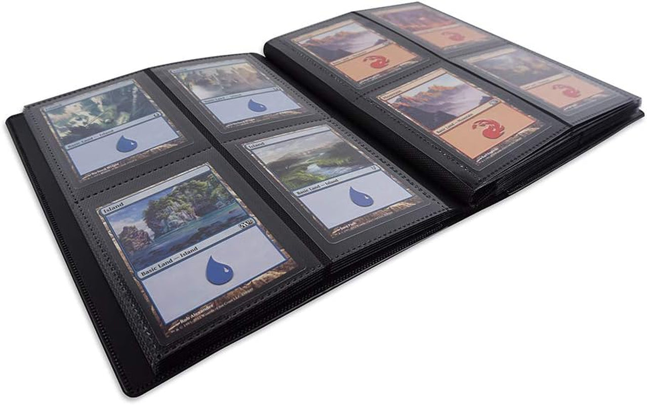 4 Pocket Standard Strap Binder, Holds 160 Trading Cards in 20 Side-Loading Pages (Black)